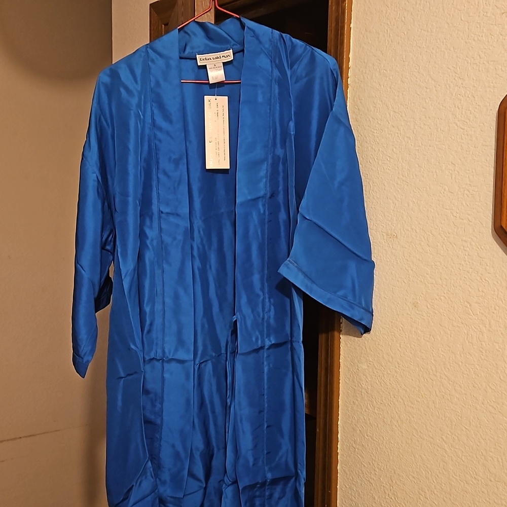 100% Silk Blue Robe